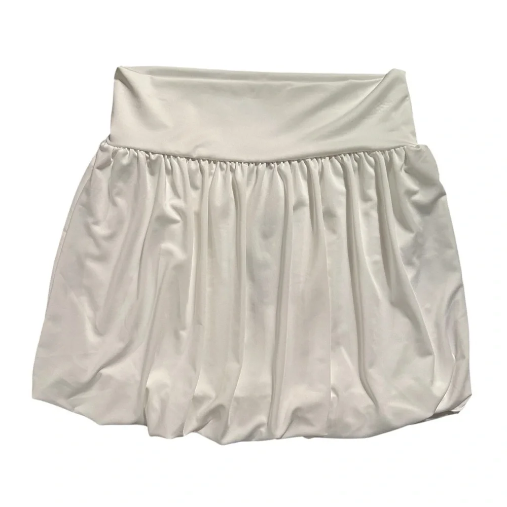 21 Saints High Waist Chic Cream Ivory Bubble Mini Skirt